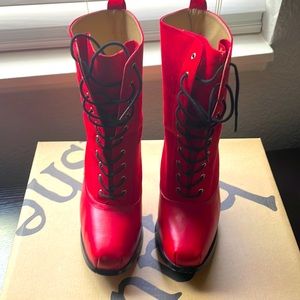 Red heeled boots